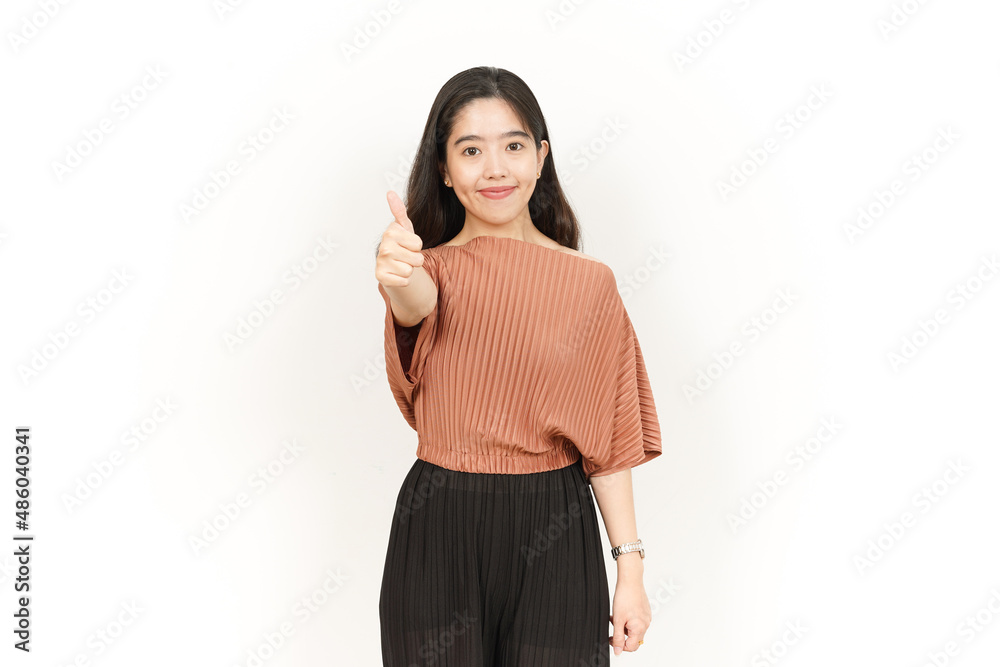 Showing Thumbs Up Of Beautiful Asian Woman Isolated On White Background Showing Thumbs Up Of Beautiful Asian Woman Isolated On White Background