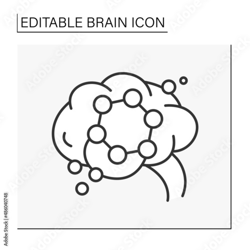  Brain line icon.Idea. Brain biological research. Neurology. Brainstorming concept. Isolated vector illustration. Editable stroke