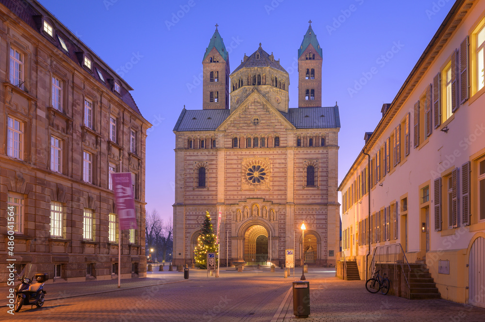 Early Morning in Speyer, Germany. View of the Cathedral ad dawn