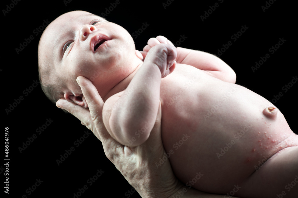 Naklejka premium Adorable beautiful newborn baby. High quality photo