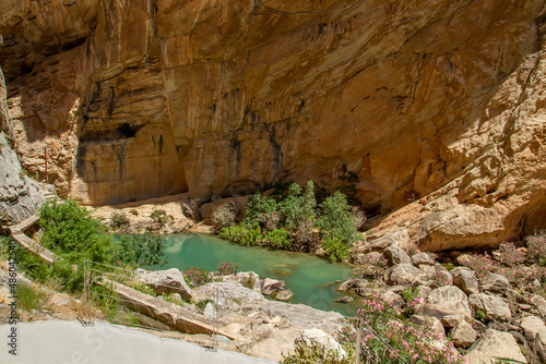 Green pool on Guadalhorce river canyon
