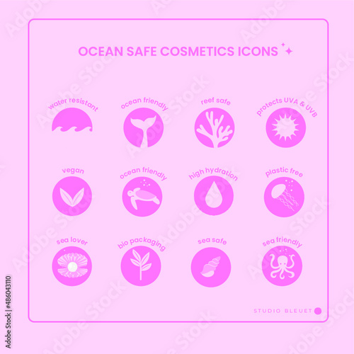 ocean safe cosmetics pink icons (ID: 486043110)