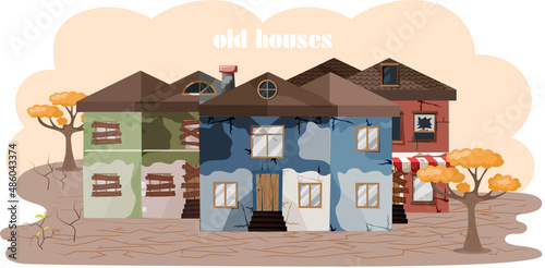 Home renovation, house before and after repair. New and old suburban cottage. Remodel construction. Old run-down house remodeled into cute traditional suburban cottage. Building maintenance service
