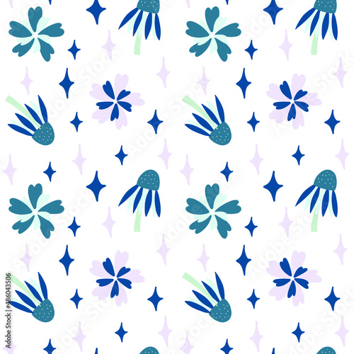 Abstract flowers seamless pattern. Kids pattern.