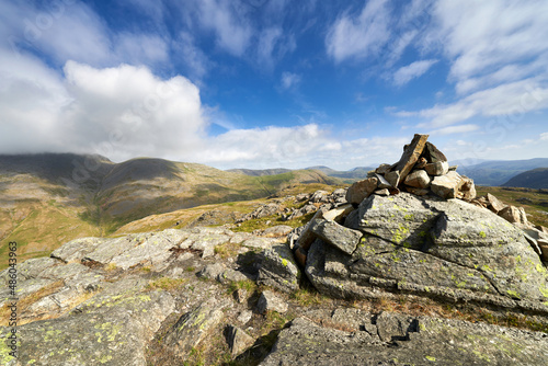 Vews of Great Gable and Green Gable from the mountain summit cairn of Seathwaite Fell in the English Lake District. © Duncan Andison