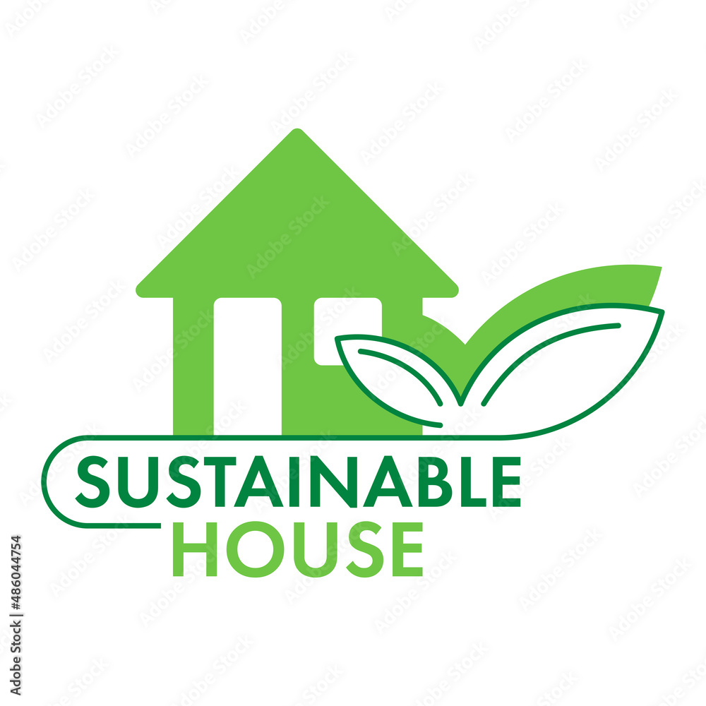 Sustainable House - Green Home buliding emblem