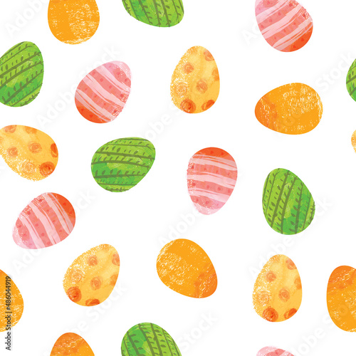Fototapeta Naklejka Na Ścianę i Meble -  Easter Eggs watercolor vector seamless pattern. Easter vector illustration. Watercolor eggs pattern.