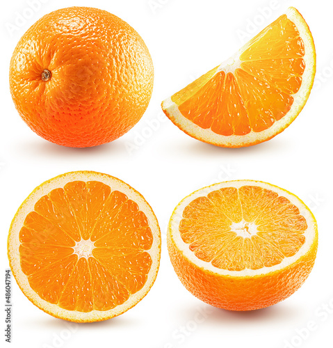 collection of oranges isolated on a white background with clipping path