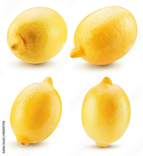 collection of lemons isolated on a white background with clipping path