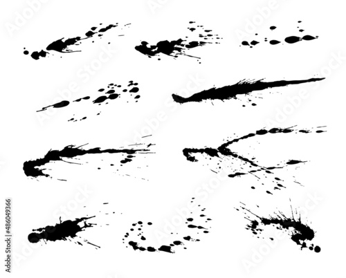 スプラッシュ　垂れたインク　勢いのある飛沫　装飾イラストセット