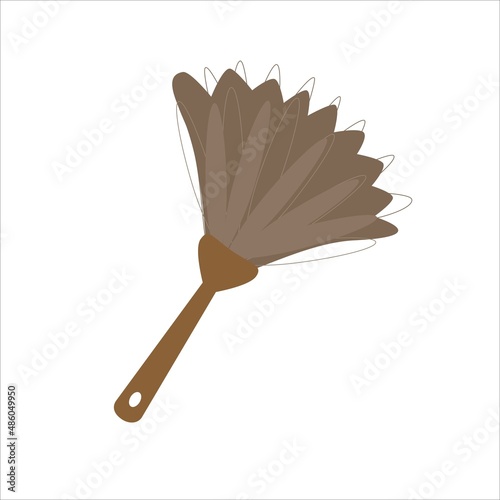 broom to sweep dust feather service, isolated on white background
