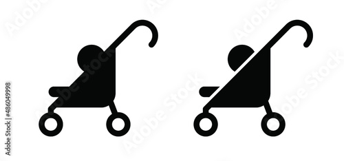 No baby stroller or buggy. Stop. walking for taking care of children. Cartoon vector Baby carriage icon or symbol. Do not use prams. No ban. pushchair not allowed