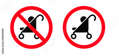 Baby stroller or buggy. Walking for taking care of children. Cartoon vector Baby carriage icon or symbol. Pushchair pictogram