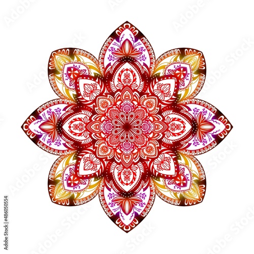 Decorative background with ornamental round pattern (mandala). Element for design in indian style