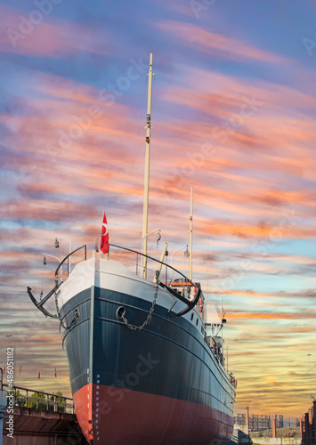 Fotografering Samsun, Turkey- January 29, 2022: The Bandirma Ferry, which Atatürk sailed to Samsun on May 19, 1919
