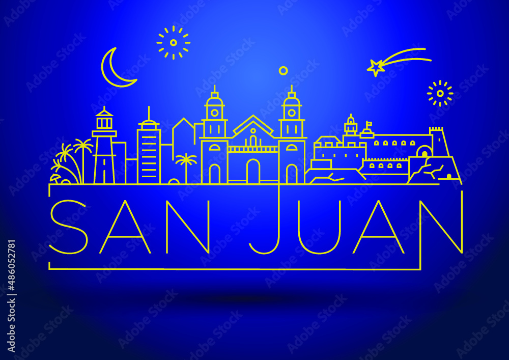 Minimal San Juan City Skyline