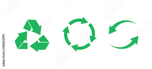 Set of recycle icon. Reuse logo green color. Recycle symbol.Vector illustration.