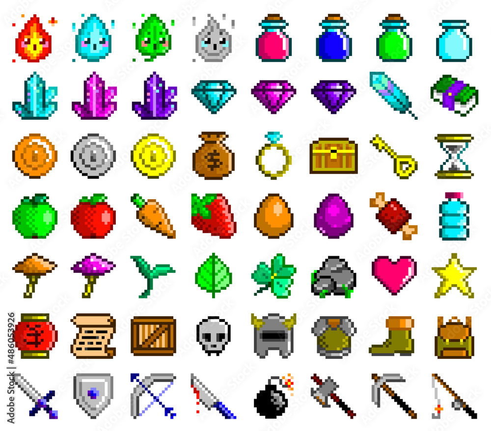 Pixel Art Chefs Tools - choose your weapon - PNG Transparent