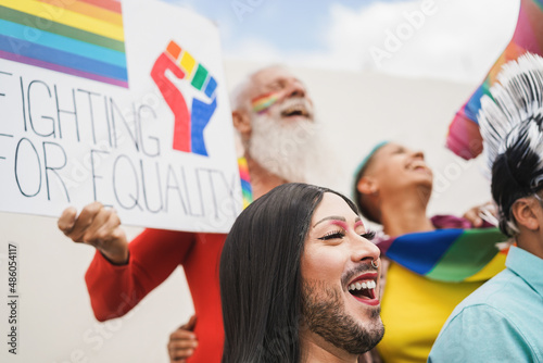 Canvastavla Gay and transgender people protest at lgbt pride event for equality rights outdo