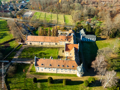 Aerial view, historic hunting lodge Kranichstein, Darmstadt, Hesse, Germany, photo