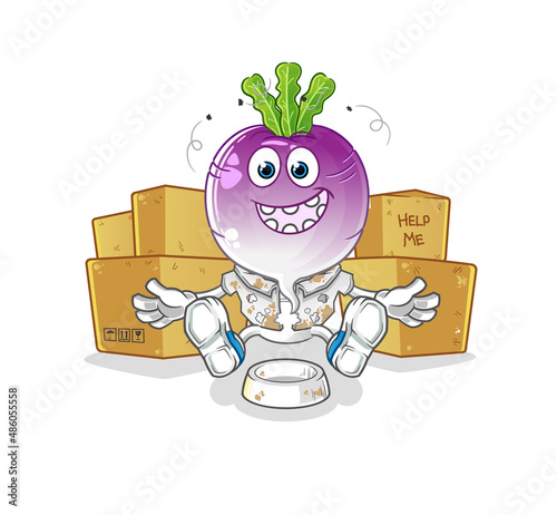 turnip head cartoon homeless character. cartoon mascot vector