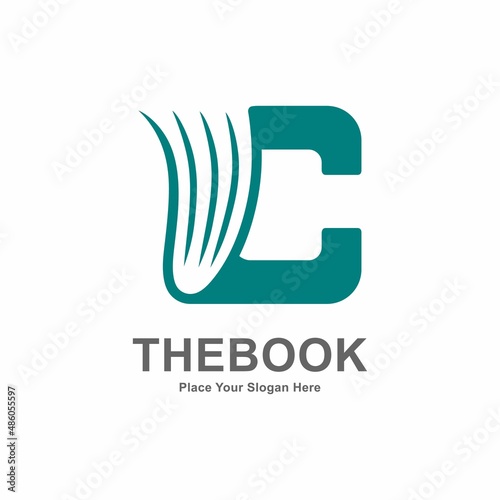 Abstract Letter C with book or paper logo vector design. Suitable for business, web, education, online store, and identity symbol