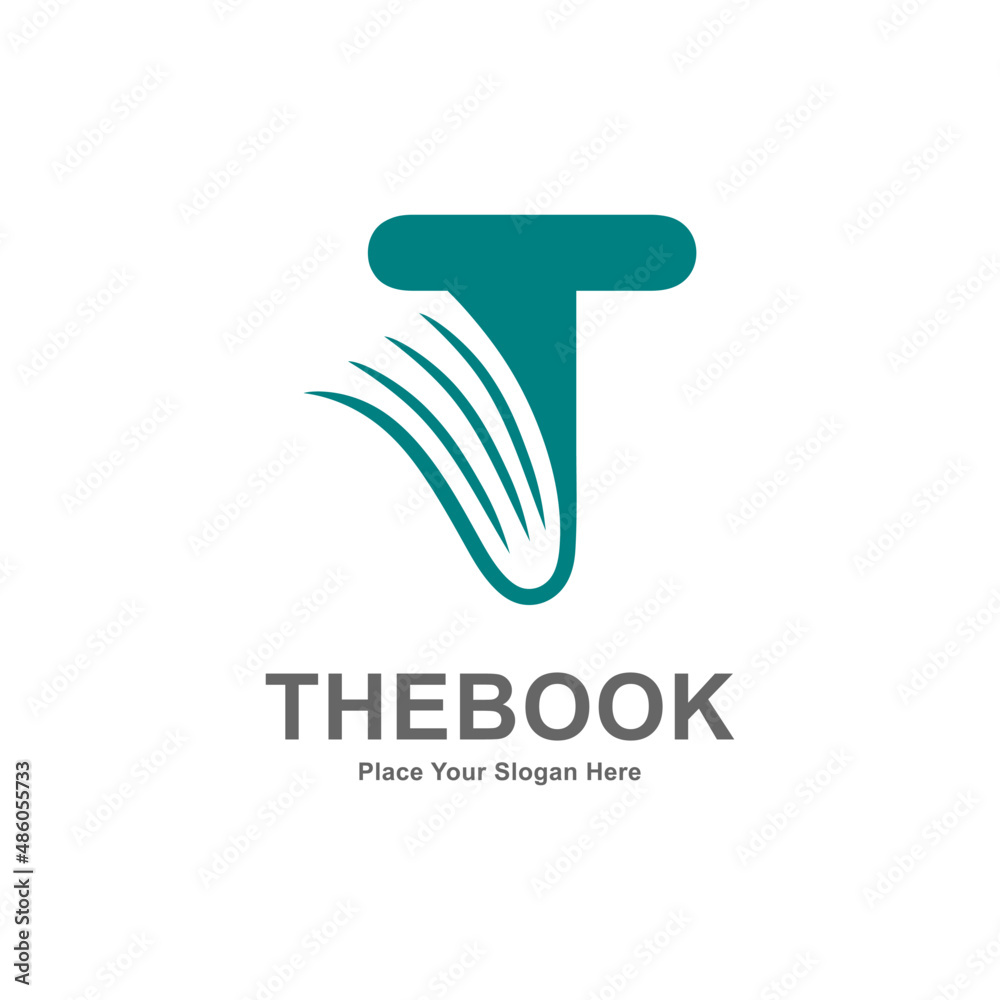 Abstract Letter T with book or paper logo vector design. Suitable for business, web, education, online store, and identity symbol