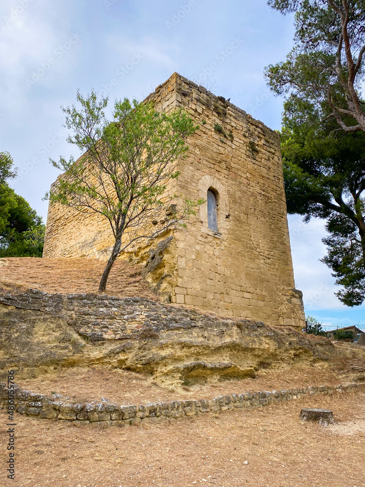 Saint-Michel keep, the only vestige of Cucuron castle in the Luberon valley in Provence, France