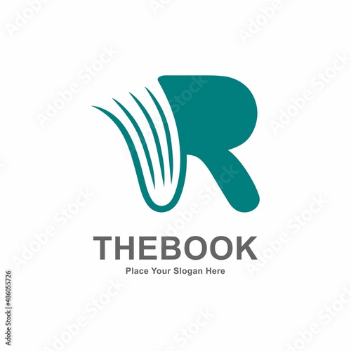 Abstract Letter R with book or paper logo vector design. Suitable for business, web, education, online store, and identity symbol