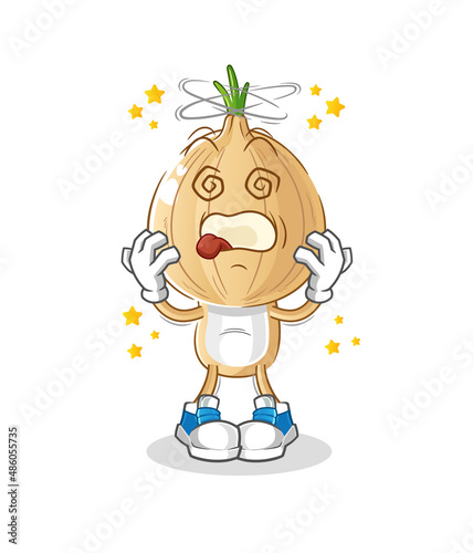 garlic head cartoon dizzy mascot. cartoon vector