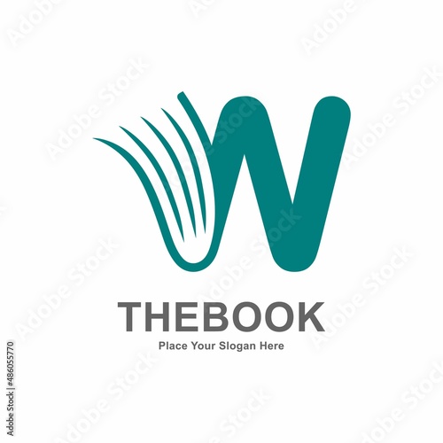 Abstract Letter W with book or paper logo vector design. Suitable for business, web, education, online store, and identity symbol
