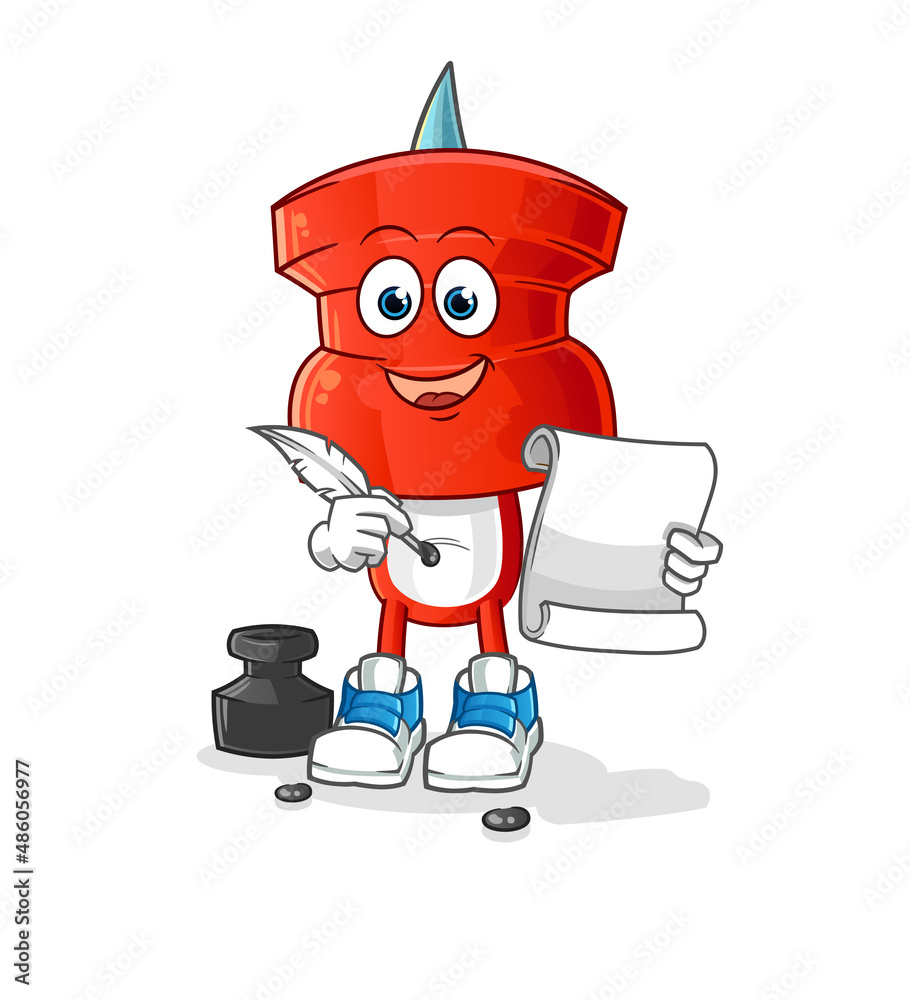 Obraz premium push pin head cartoon writer vector. cartoon character
