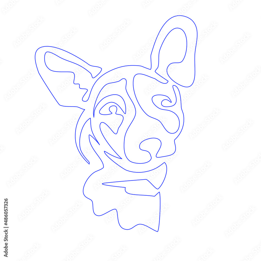 Fototapeta premium Dog portrait. Continuous line vector illustration. One line circuit. 