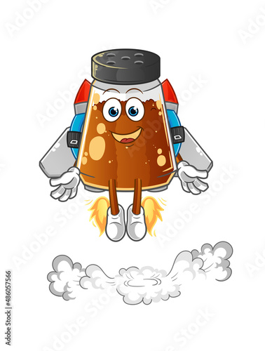 pepper powder with jetpack mascot. cartoon vector