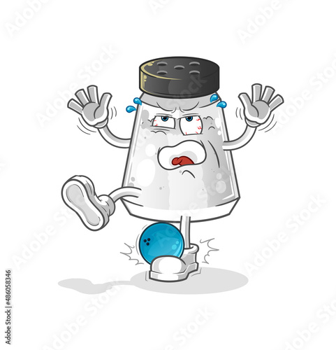 salt shaker hiten by bowling cartoon. cartoon mascot vector