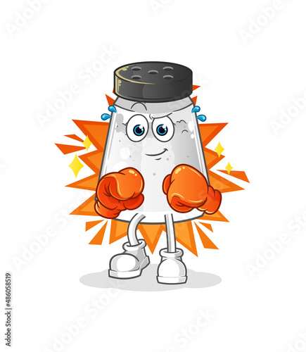 salt shaker boxer character. cartoon mascot vector