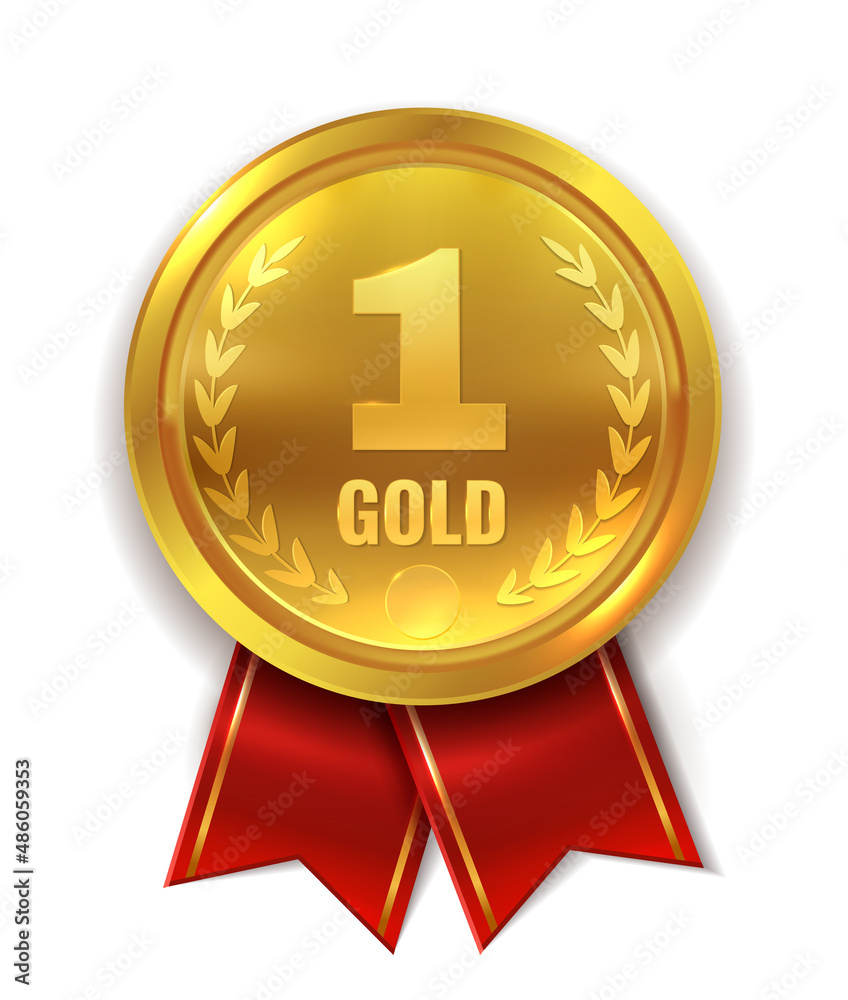 Golden winner badge. Competition trophy. Best quality award Golden winner badge. Competition trophy. Best quality award