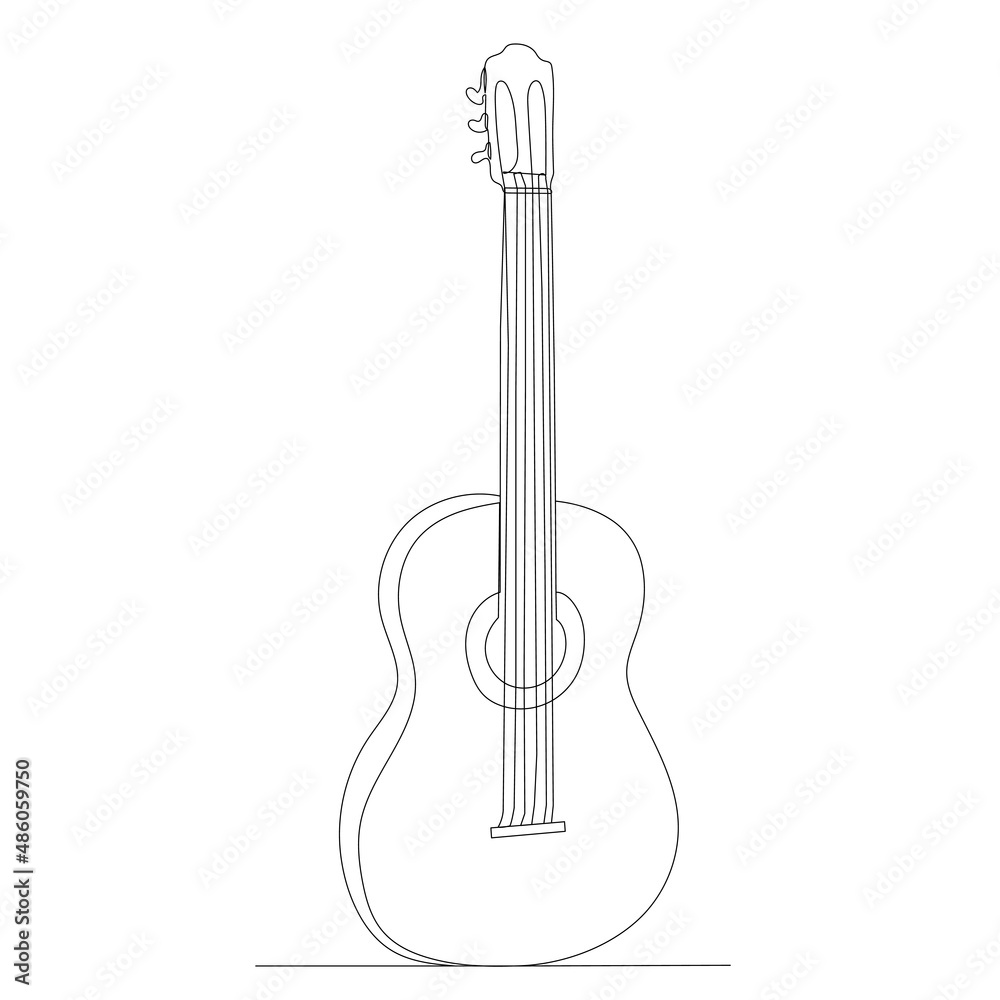 Fototapeta premium guitar contour one line sketch vector