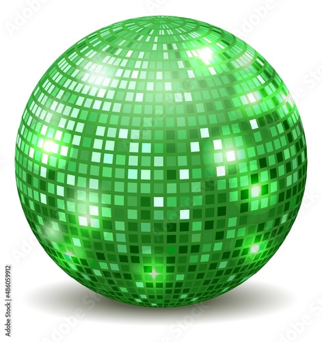 Green mirror ball. Nightclub dance party light