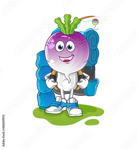 turnip head cartoon go camping mascot. cartoon vector