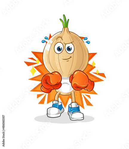 garlic head cartoon boxer character. cartoon mascot vector