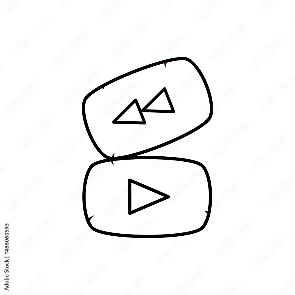 Play and Rewind Button Outline Icon on White Background Play and Rewind Button Outline Icon on White Background