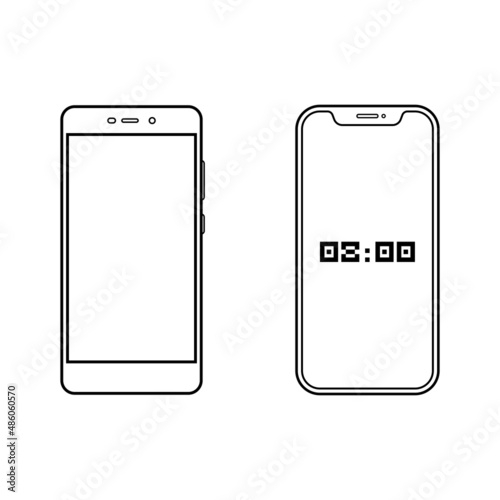 smartphone frameless icon in outline design isolated on white background. mobile phone mockup in thin line style. stock vector illustration