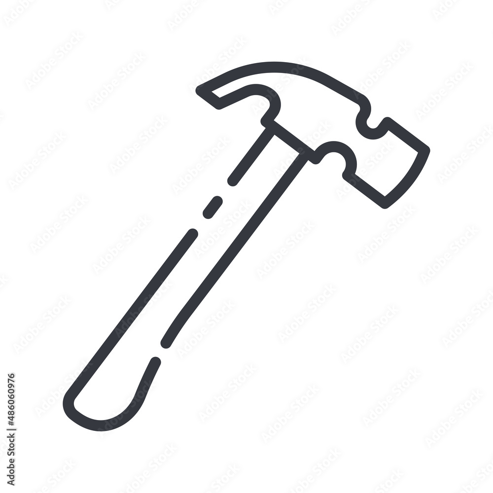 Hammer line icon isolated on white transparent background Hammer line icon isolated on white transparent background