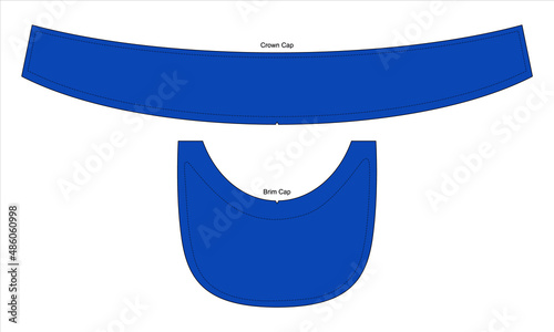 Blue Parts Pattern For Sun Visor Cap on White Background, Vector File