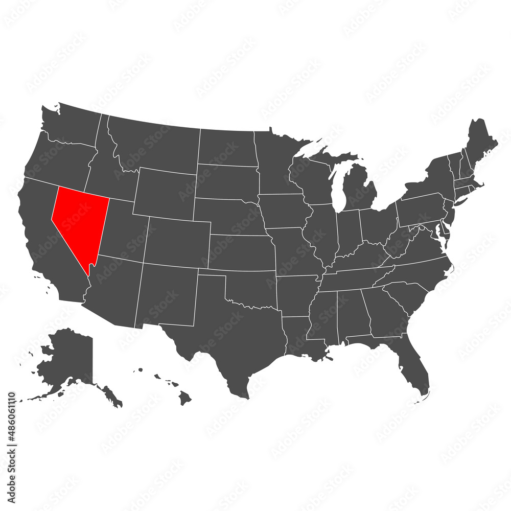 Nevada vector map. High detailed illustration. Country of the United States of America. Flat style. Vector