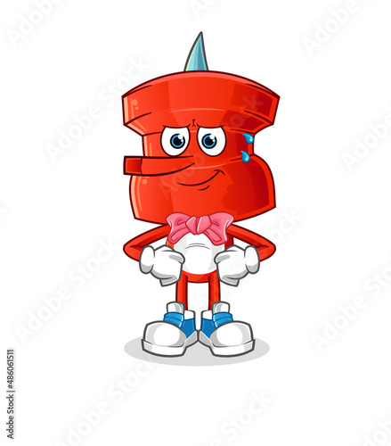 push pin head cartoon lie like Pinocchio character. cartoon vector
