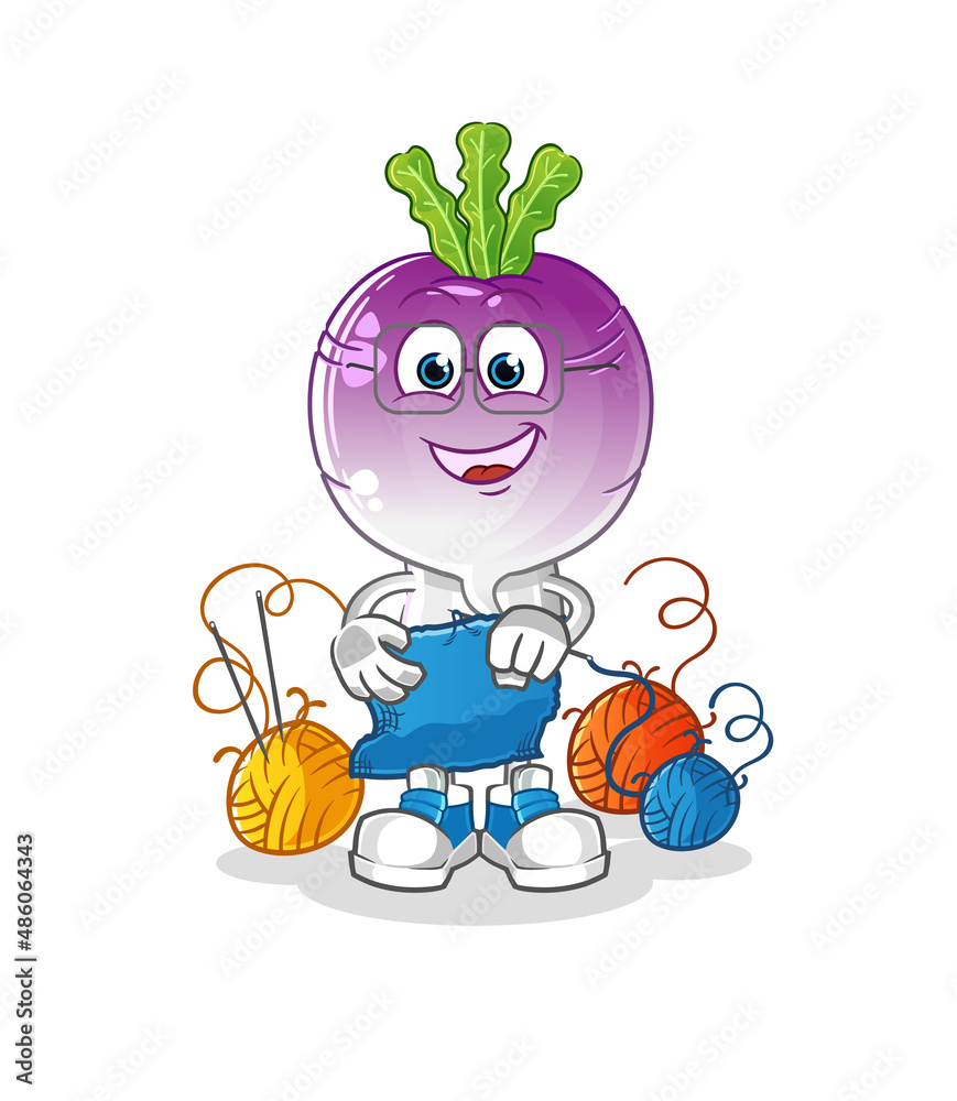 turnip head cartoon tailor mascot. cartoon vector turnip head cartoon tailor mascot. cartoon vector