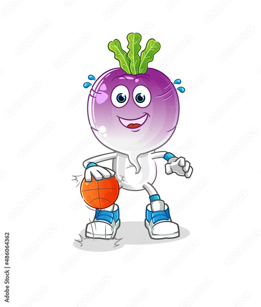 turnip head cartoon dribble basketball character. cartoon vector turnip head cartoon dribble basketball character. cartoon vector