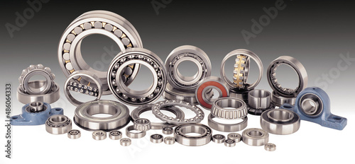 Industrial machinery parts ball bearing products display photo